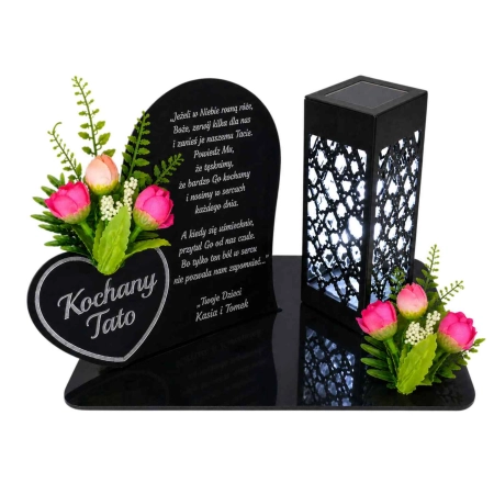 Podstawka-pod-znicz-Kochany-Tato-statuetka-serce-XXL-30cm-plus-lampion-solarny-na-Dzien- Ojca-kwiaty-rozowo-lososiowe-1